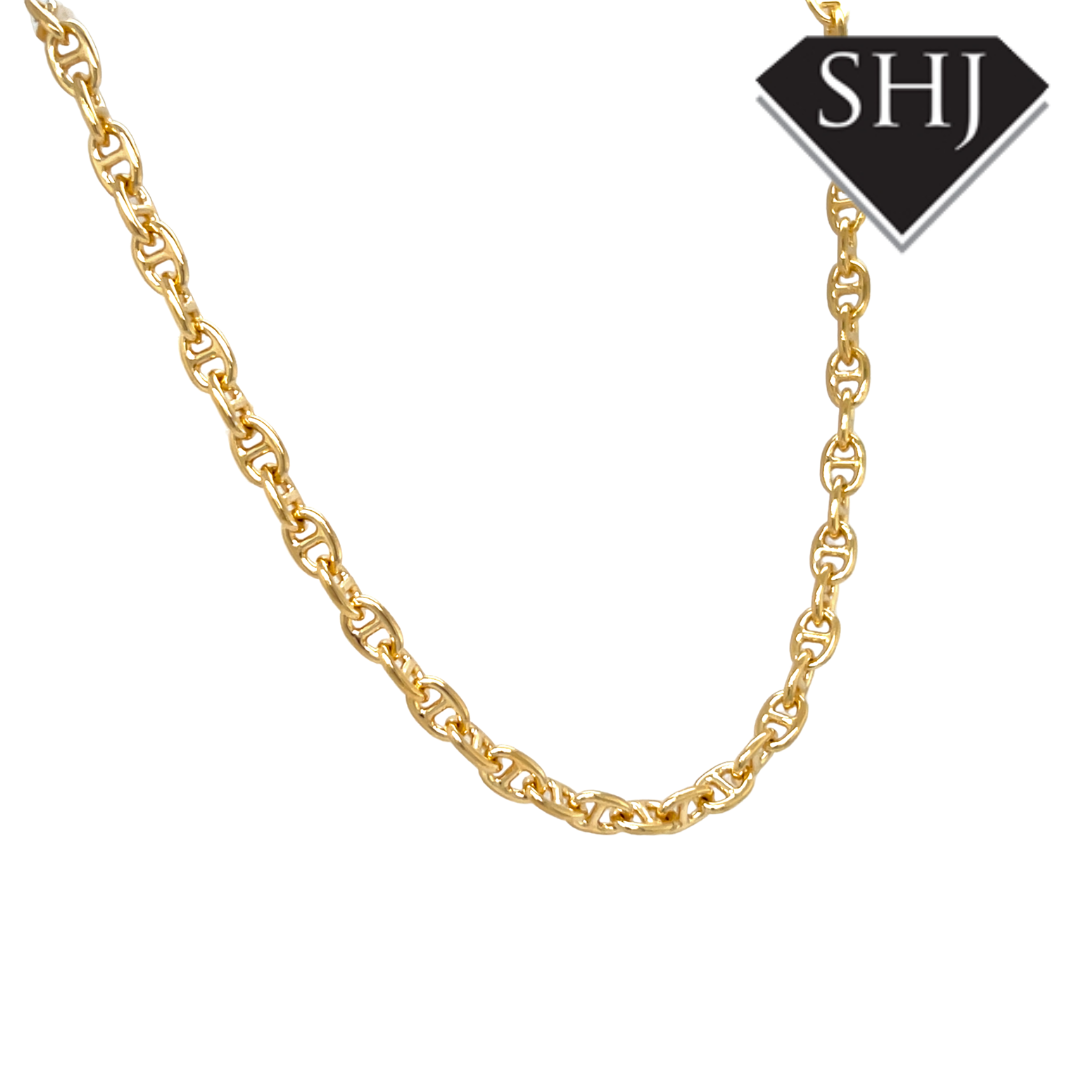 24ct Gold Plated Silver Marine 20" Chain