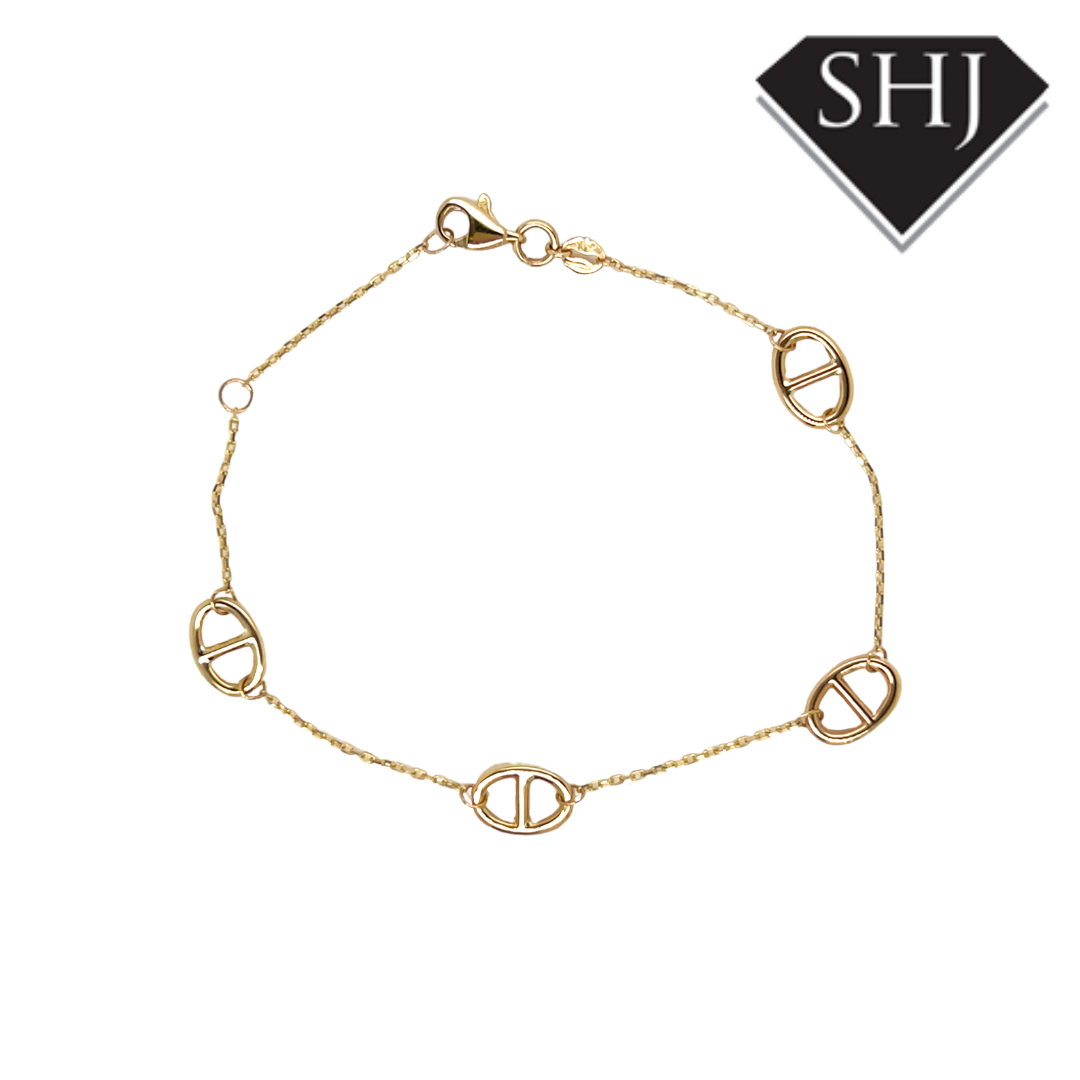 9ct Yellow Gold Marina Trace Bracelet