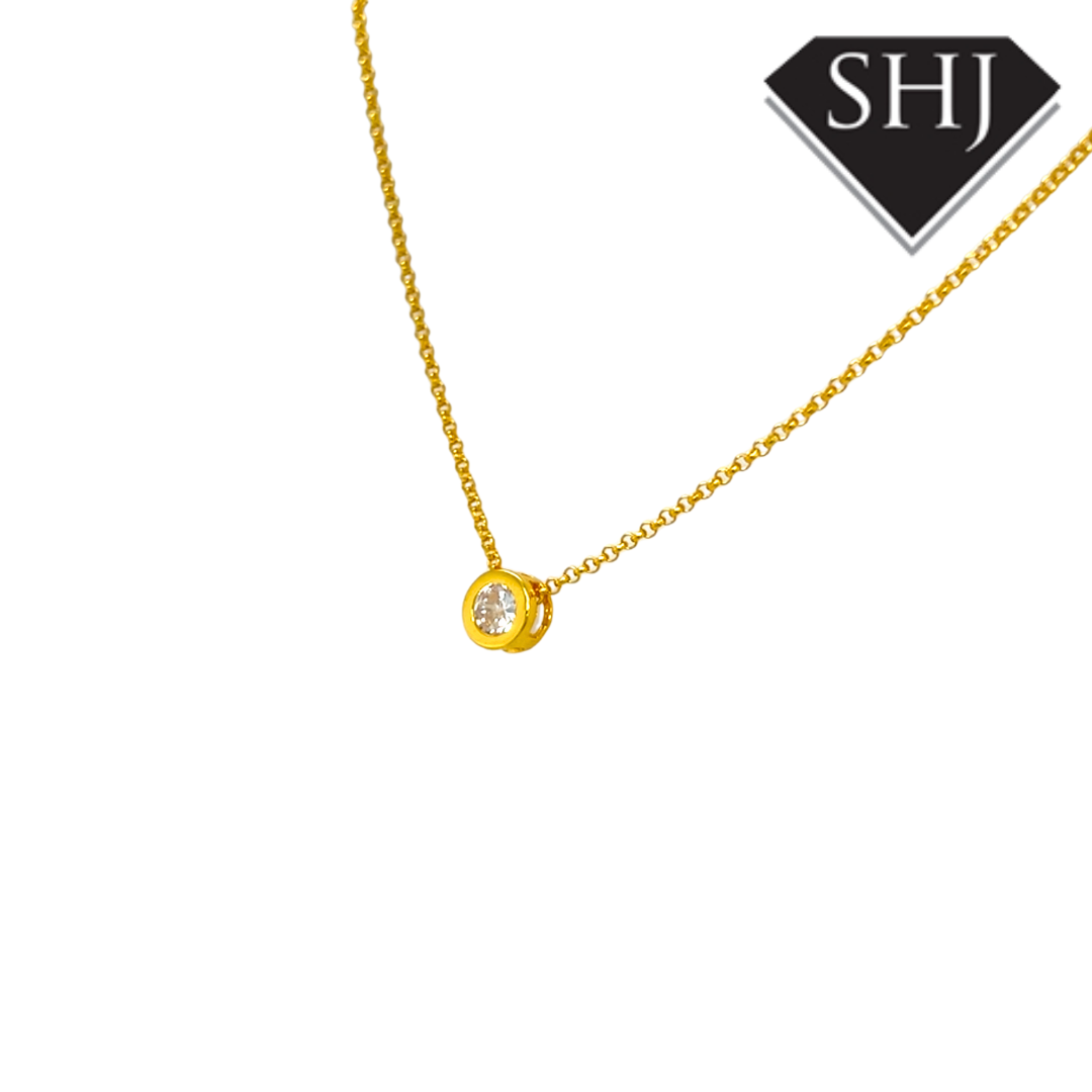 Gold Plated Silver Bezel Set Necklace