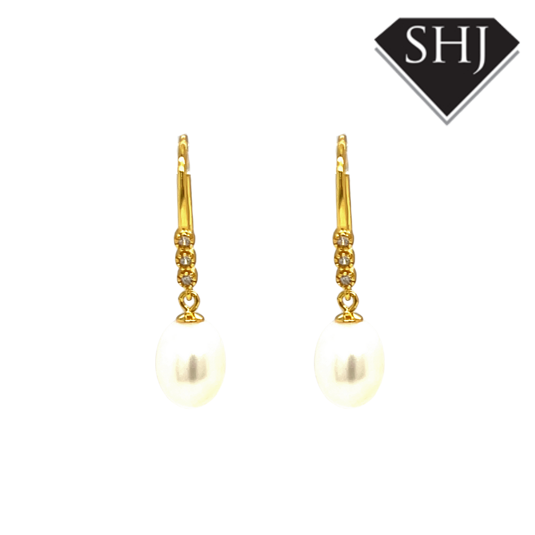 Silver Gold Plated Pearl Drop Earrings