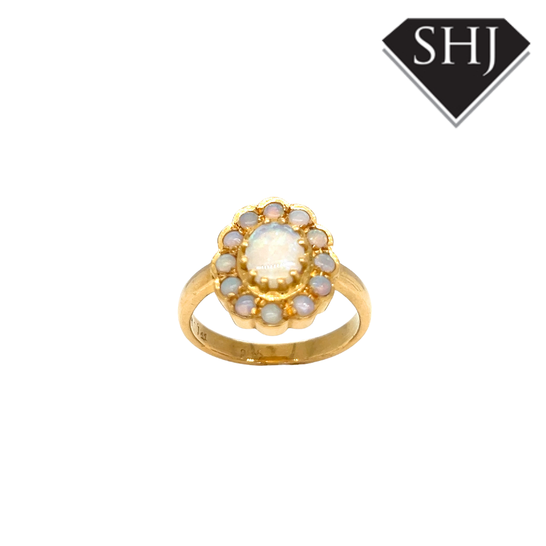 18ct Yellow Gold Opal Cluster Ring