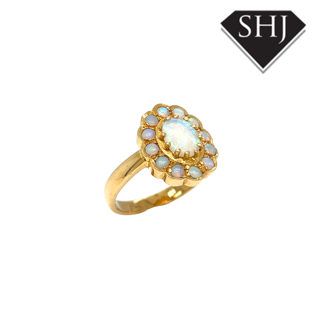 18ct Yellow Gold Opal Cluster Ring