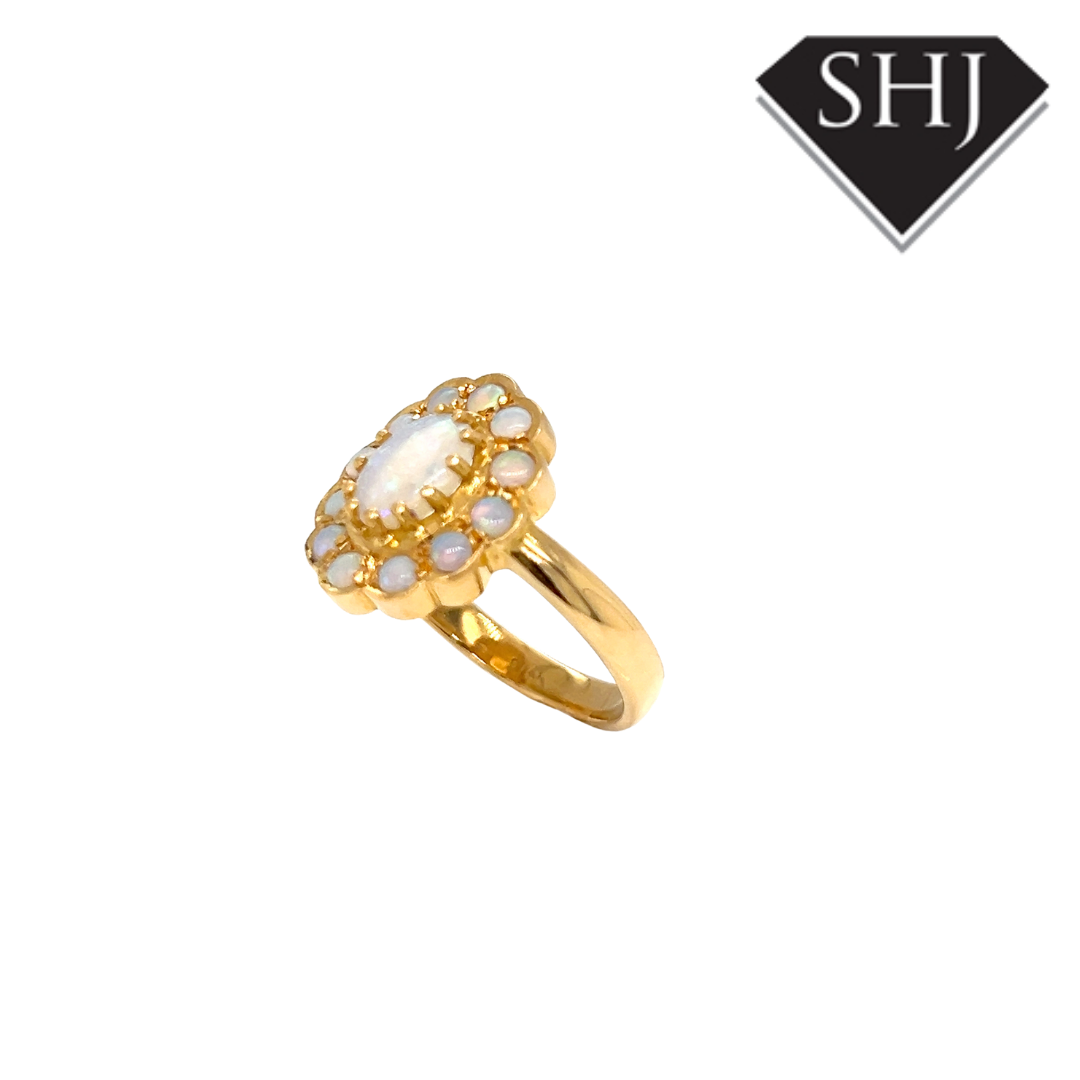 18ct Yellow Gold Opal Cluster Ring