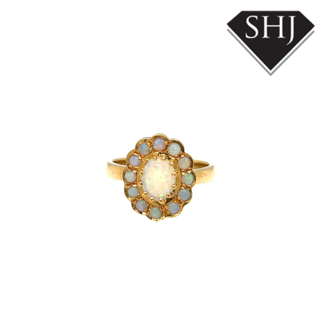 18ct Yellow Gold Opal Cluster Ring