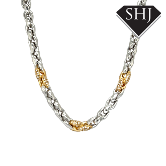 Silver Gold Plated CZ Necklace