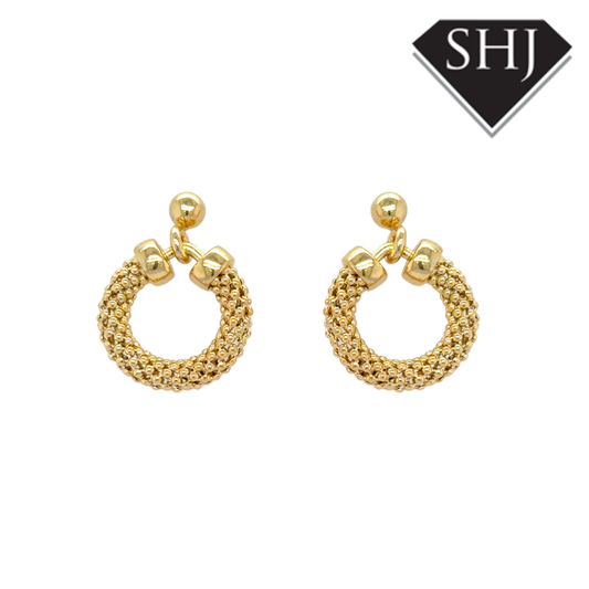 Silver Gold Plated Circle Drop Earrings