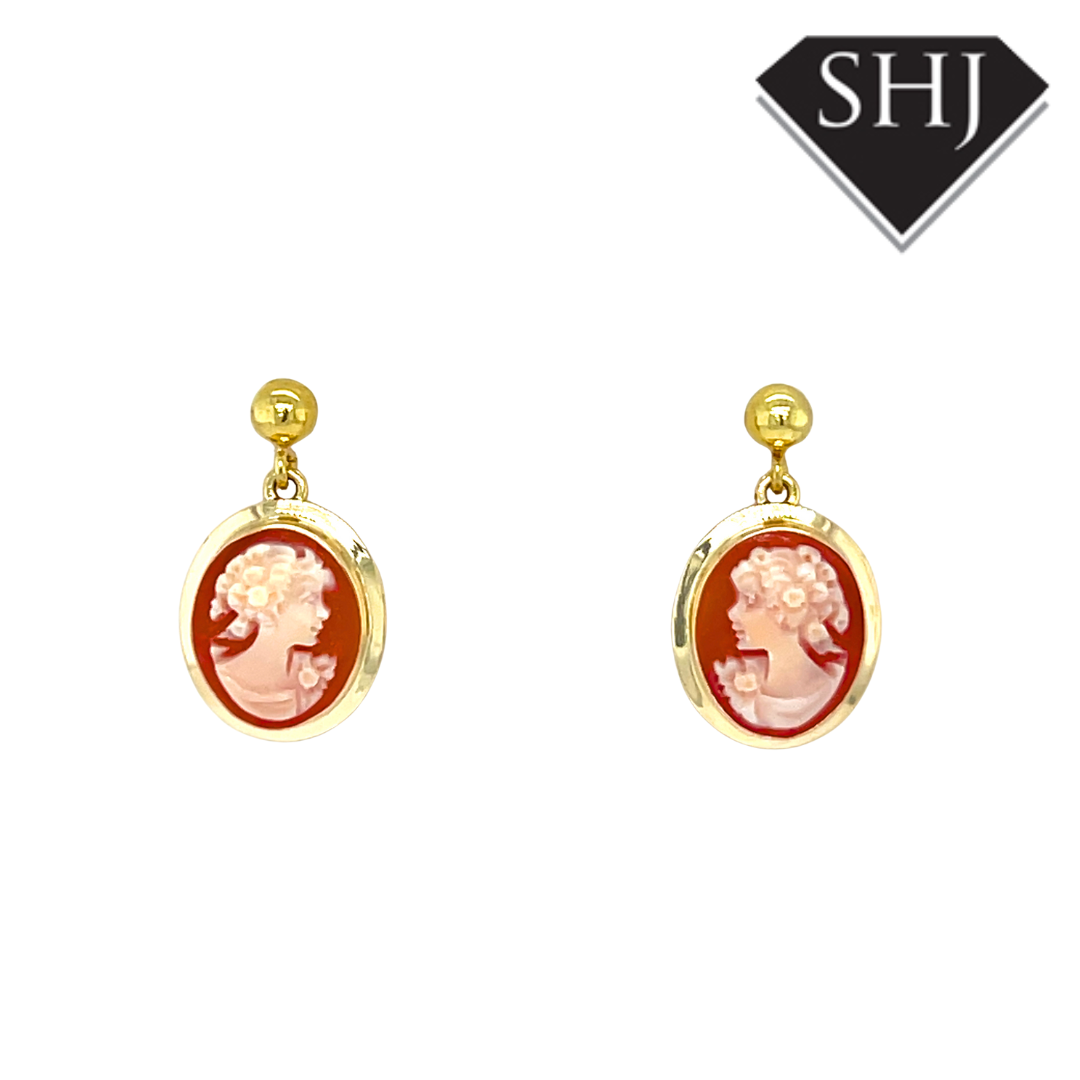 18ct Yellow Gold Cameo Earrings