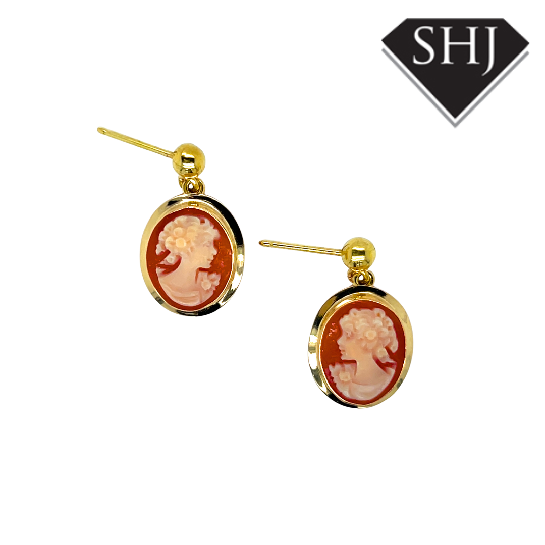 18ct Yellow Gold Cameo Earrings