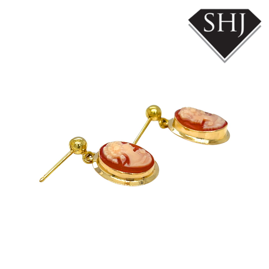 18ct Yellow Gold Cameo Earrings