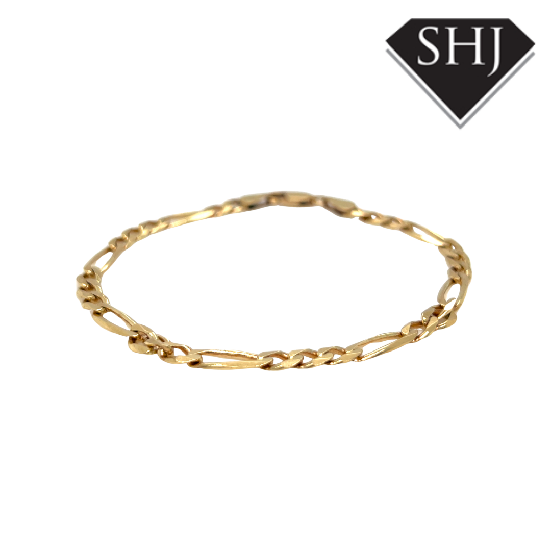 9ct Yellow Gold Figaro Bracelet