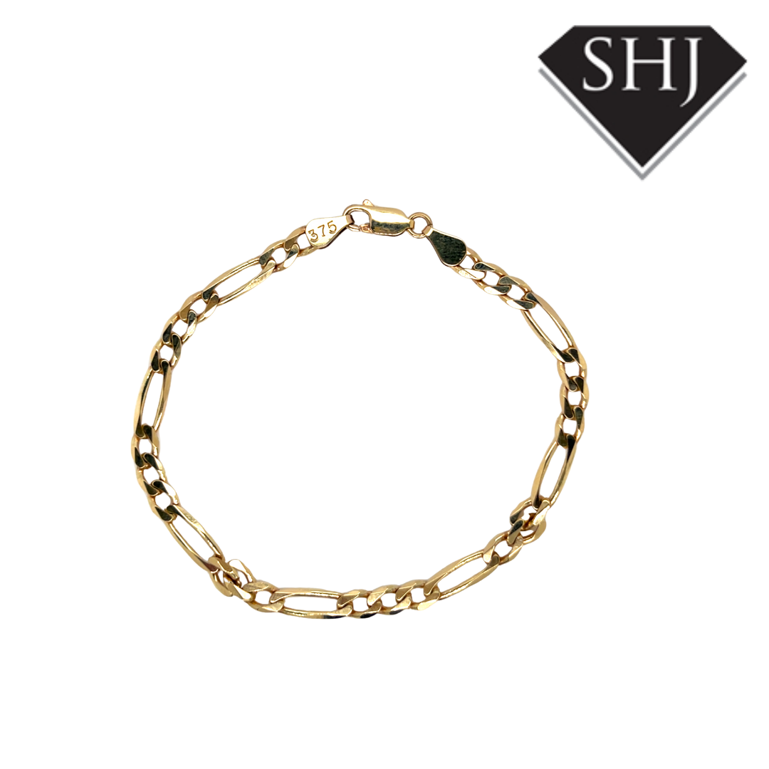 9ct Yellow Gold Figaro Bracelet