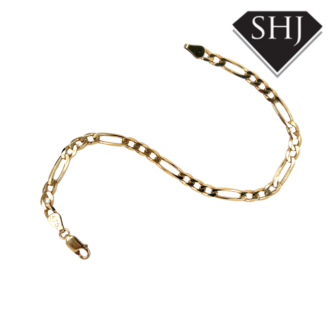 9ct Yellow Gold Figaro Bracelet