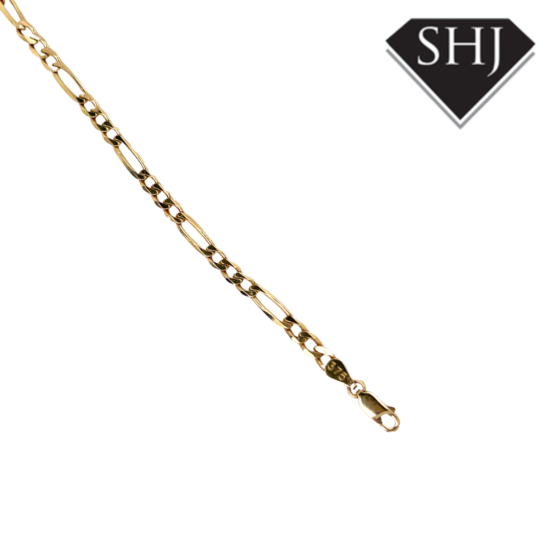 9ct Yellow Gold Figaro Bracelet
