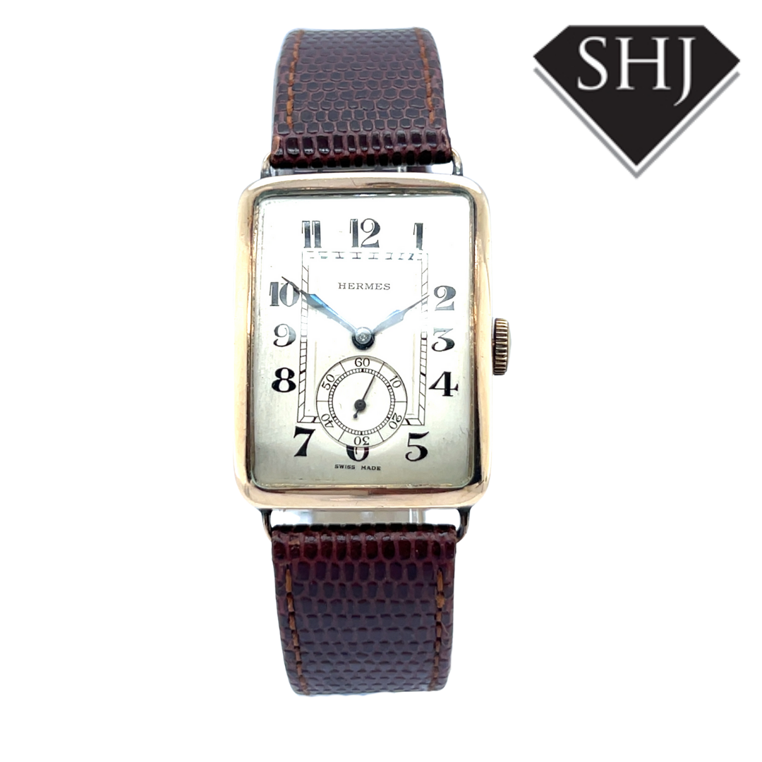 9ct Yellow Gold Hermes Manual Dress Watch