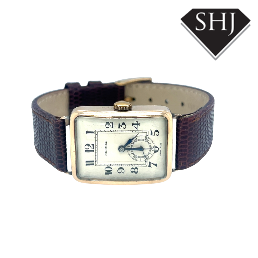 9ct Yellow Gold Hermes Manual Dress Watch