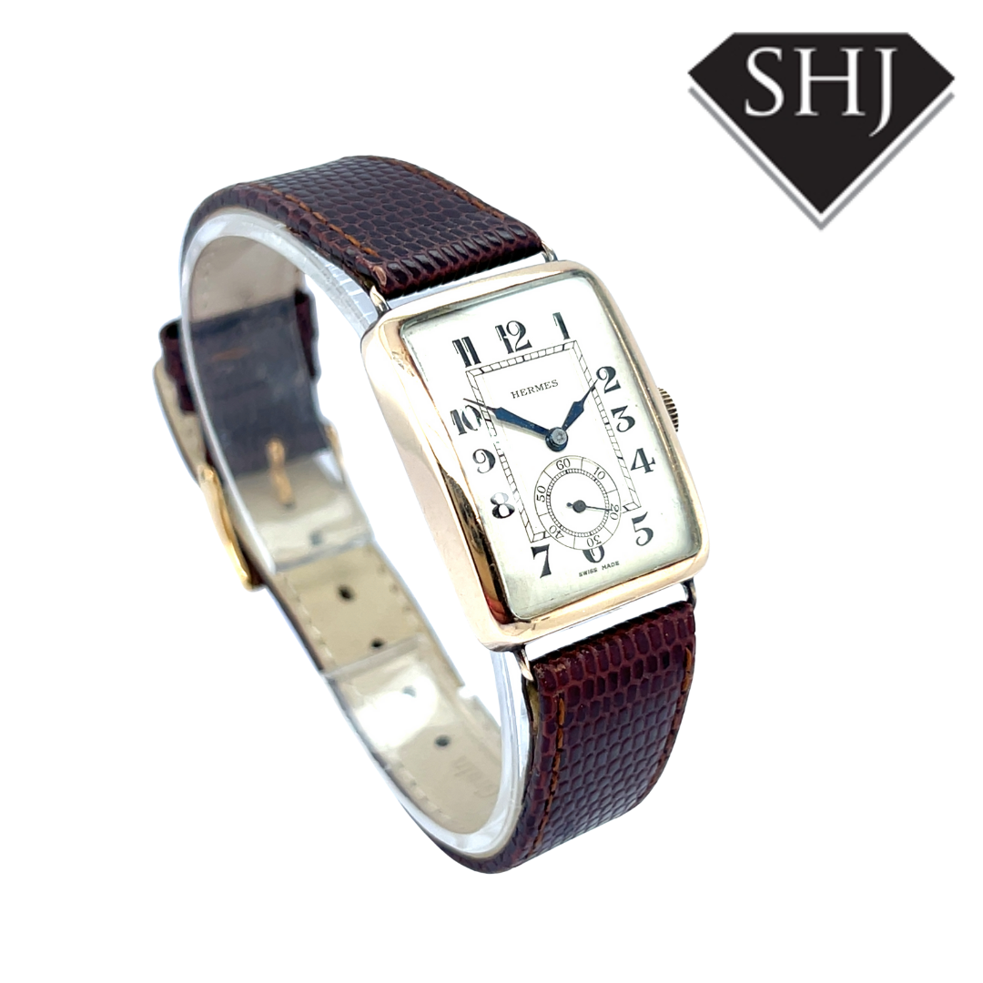 9ct Yellow Gold Hermes Manual Dress Watch