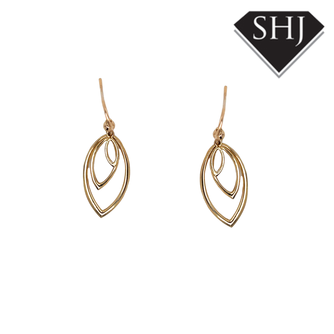 9ct Yellow Gold Leaf Drop Earrings