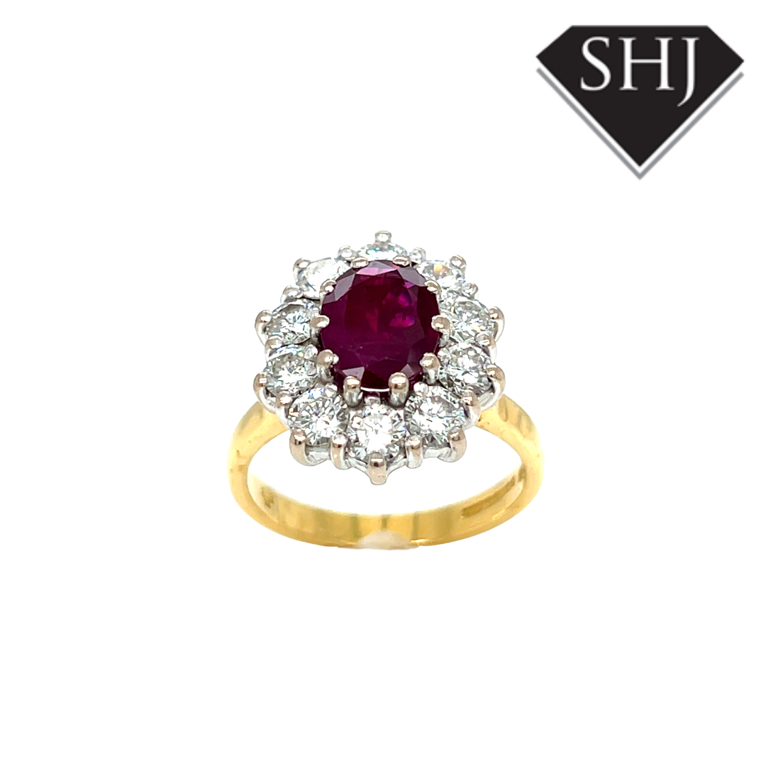 18ct Yellow/White Gold Ruby and Diamond Ring