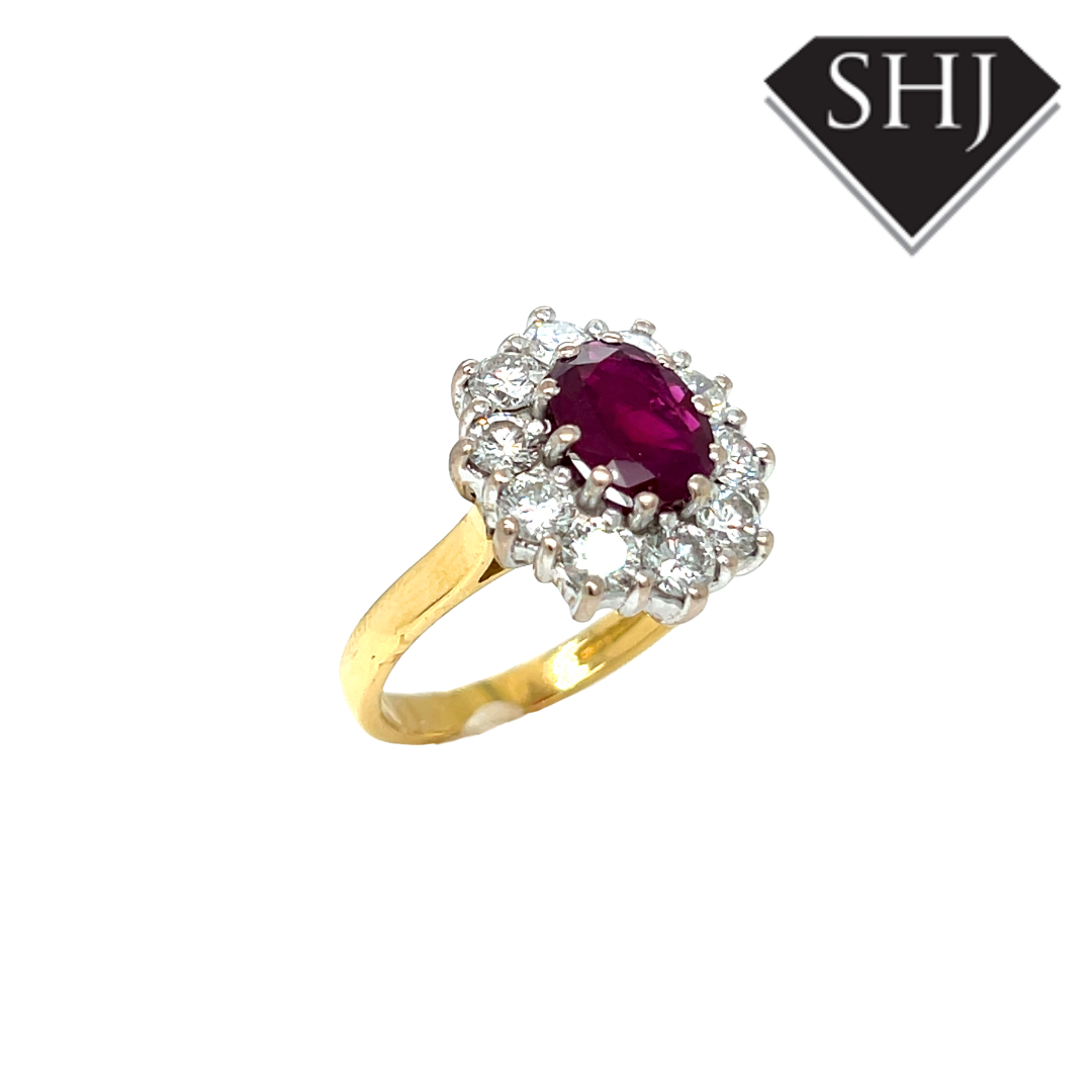 18ct Yellow/White Gold Ruby and Diamond Ring