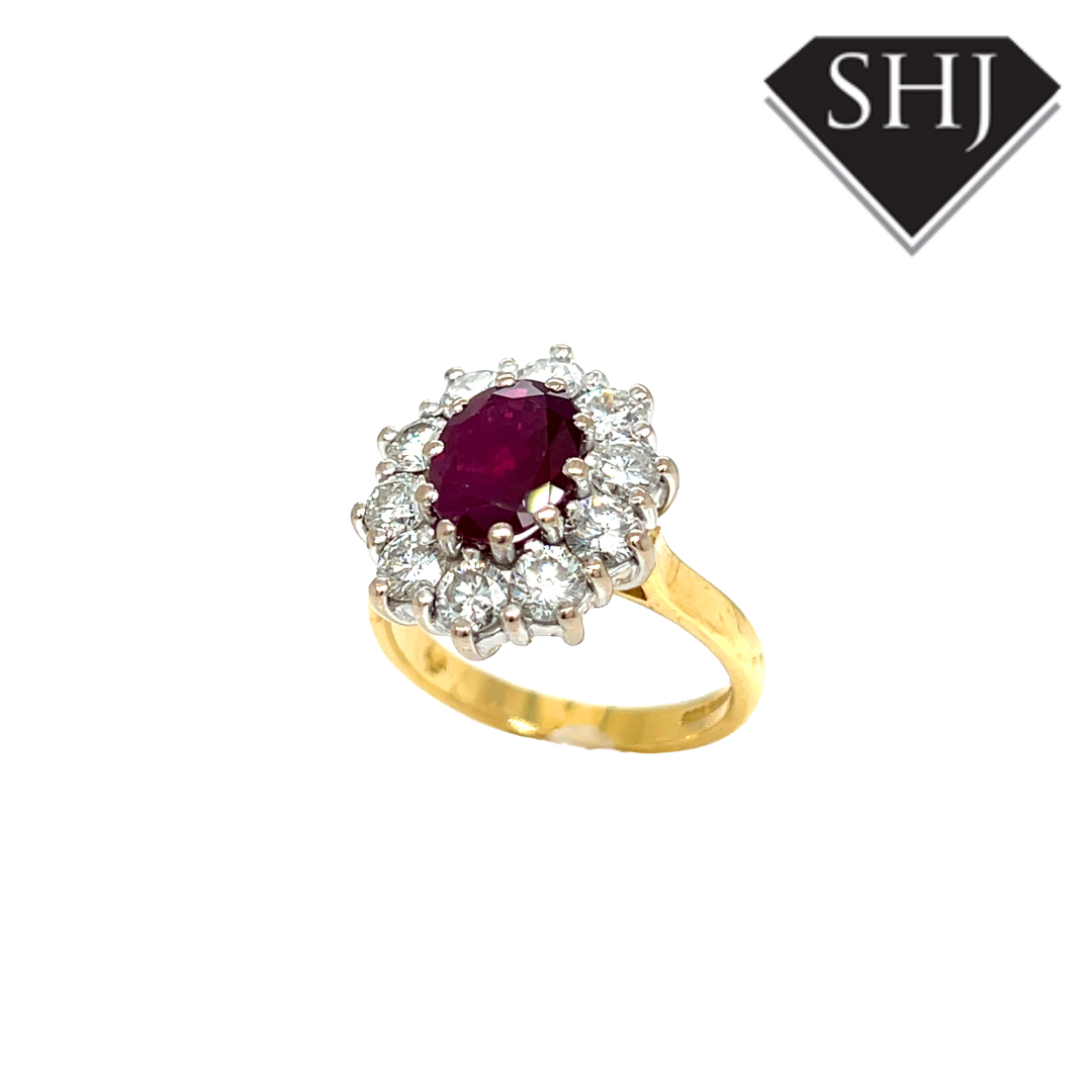 18ct Yellow/White Gold Ruby and Diamond Ring