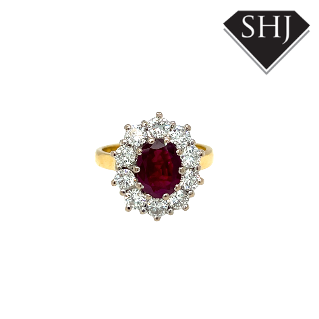 18ct Yellow/White Gold Ruby and Diamond Ring