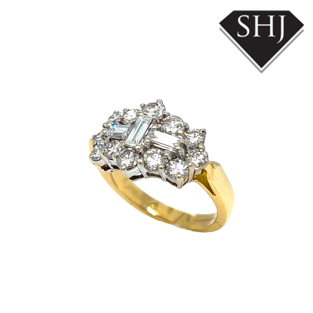 18ct Yellow/White Gold Aeroplane Diamond Cluster Ring