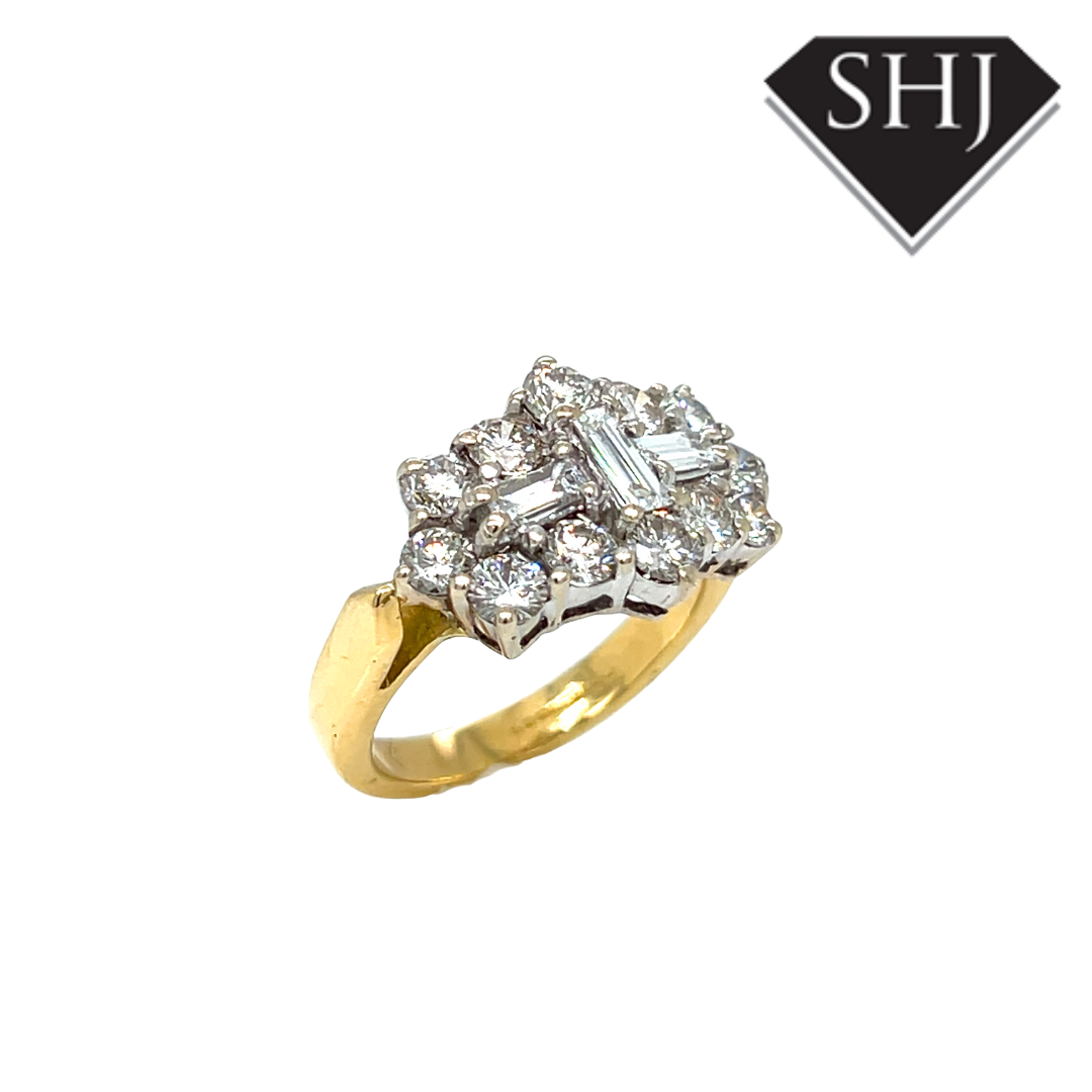 18ct Yellow/White Gold Aeroplane Diamond Cluster Ring
