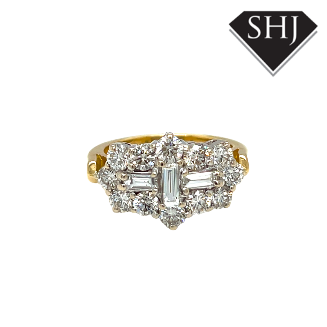 18ct Yellow/White Gold Aeroplane Diamond Cluster Ring