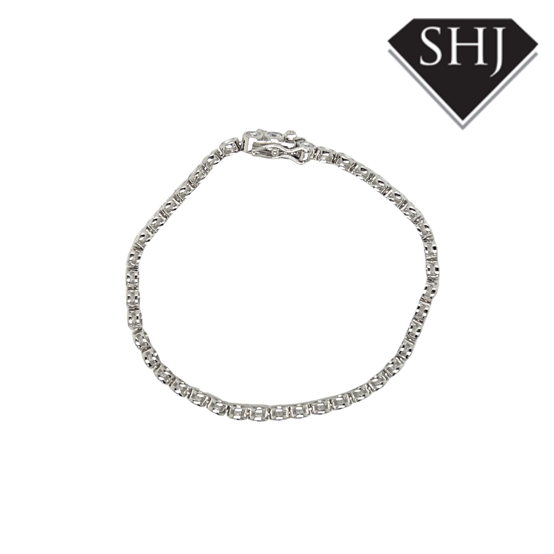 Silver CZ Bezel Set Tennnis Bracelet