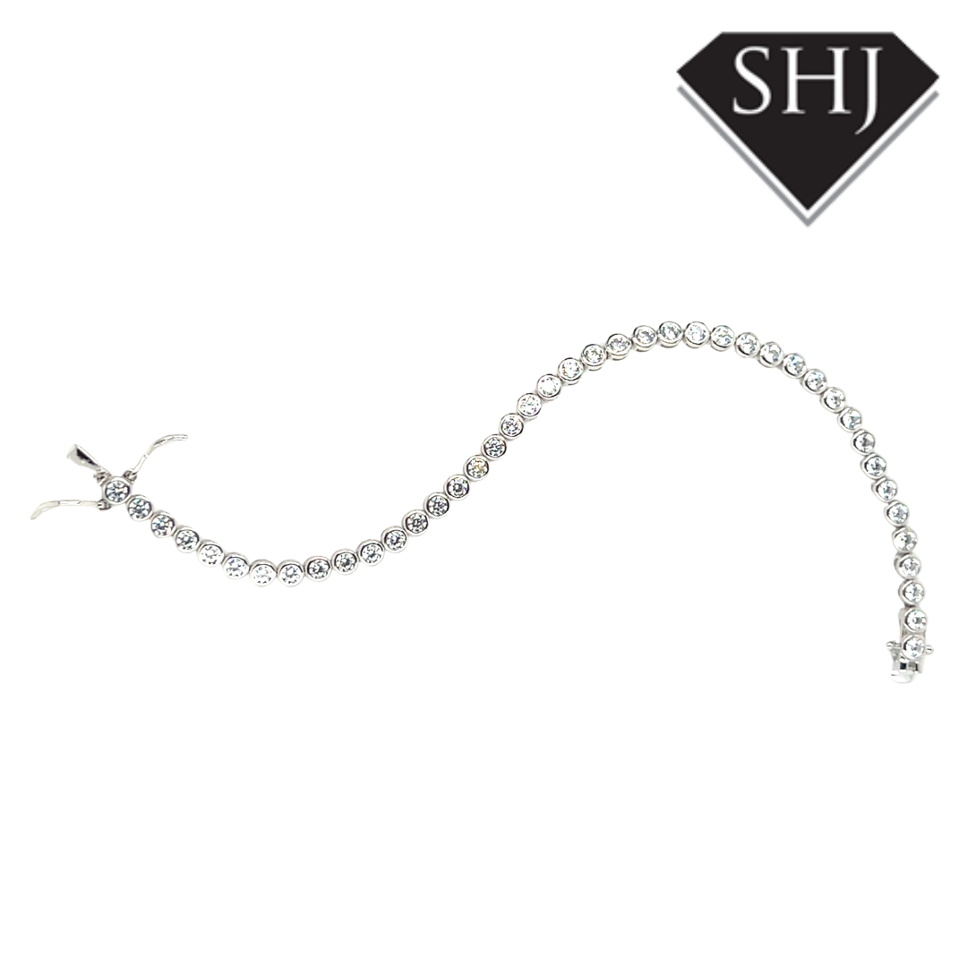 Silver CZ Bezel Set Tennnis Bracelet