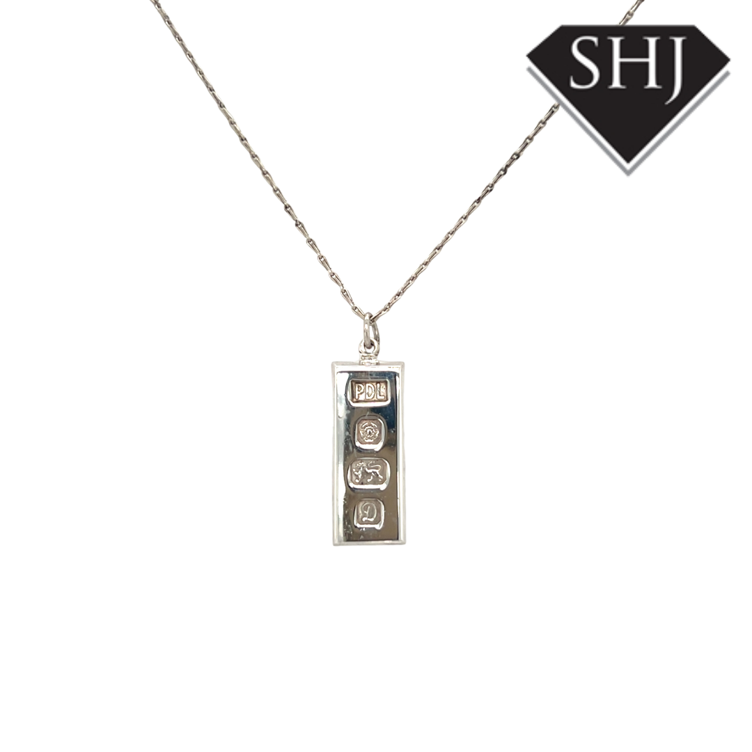 Silver Ingot Pendant and Chain