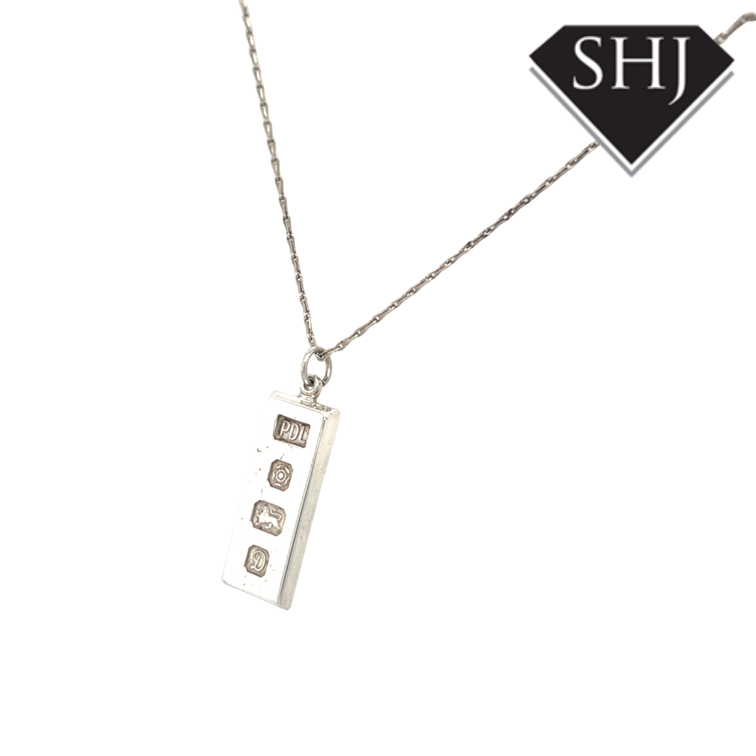 Silver Ingot Pendant and Chain