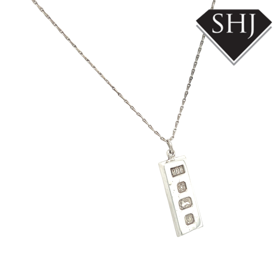 Silver Ingot Pendant and Chain