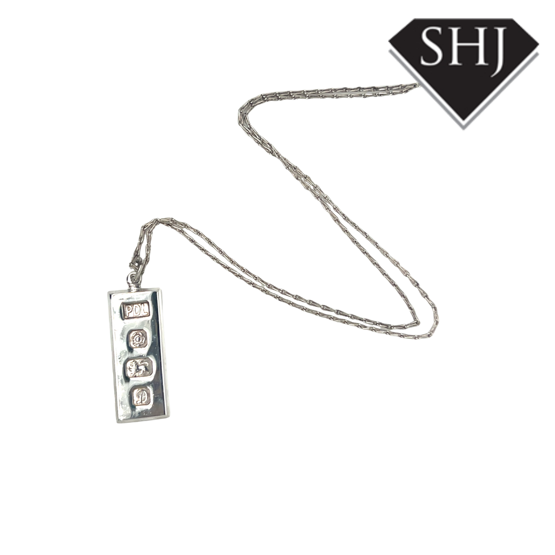 Silver Ingot Pendant and Chain
