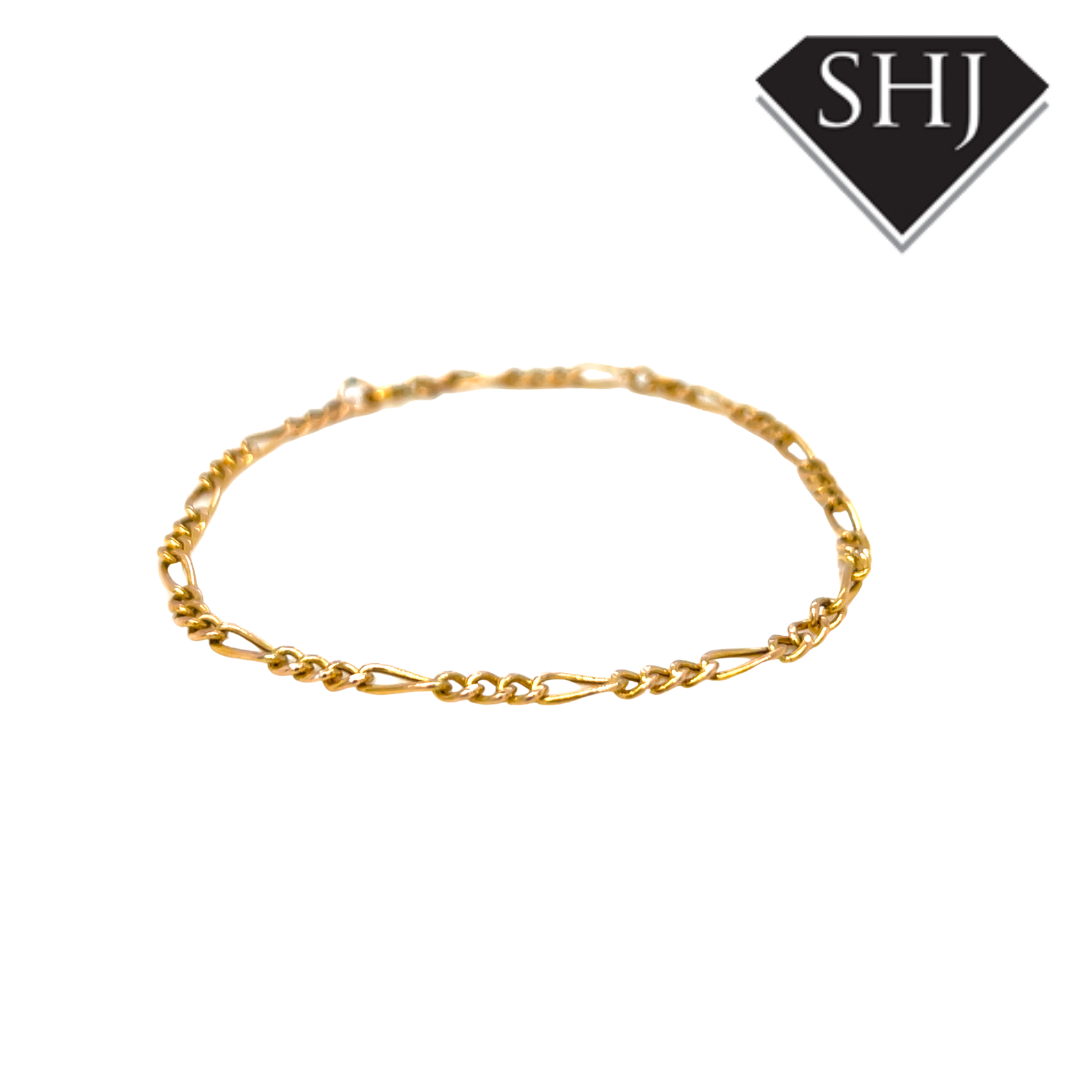 9ct Yellow Gold Figaro Bracelet