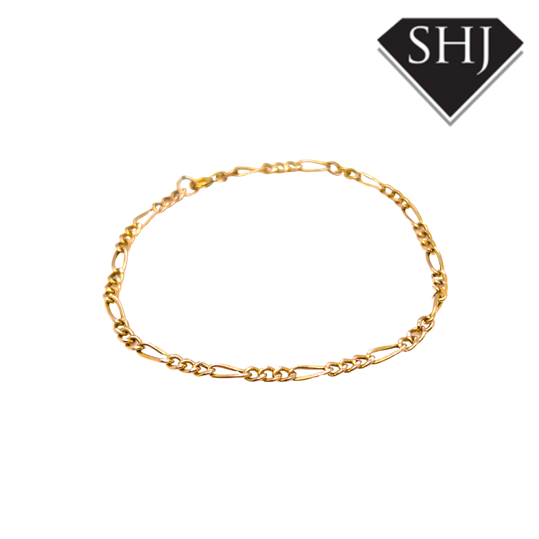 9ct Yellow Gold Figaro Bracelet