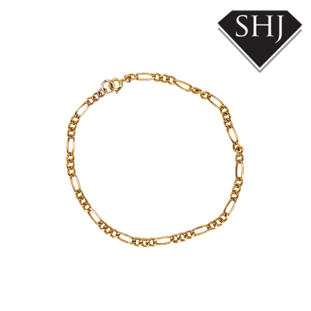 9ct Yellow Gold Figaro Bracelet