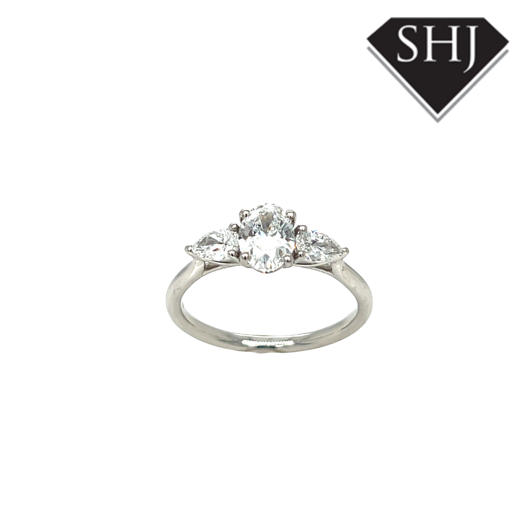 Platinum 3 Stone Oval 1.19ct Lab Grown Diamond Ring