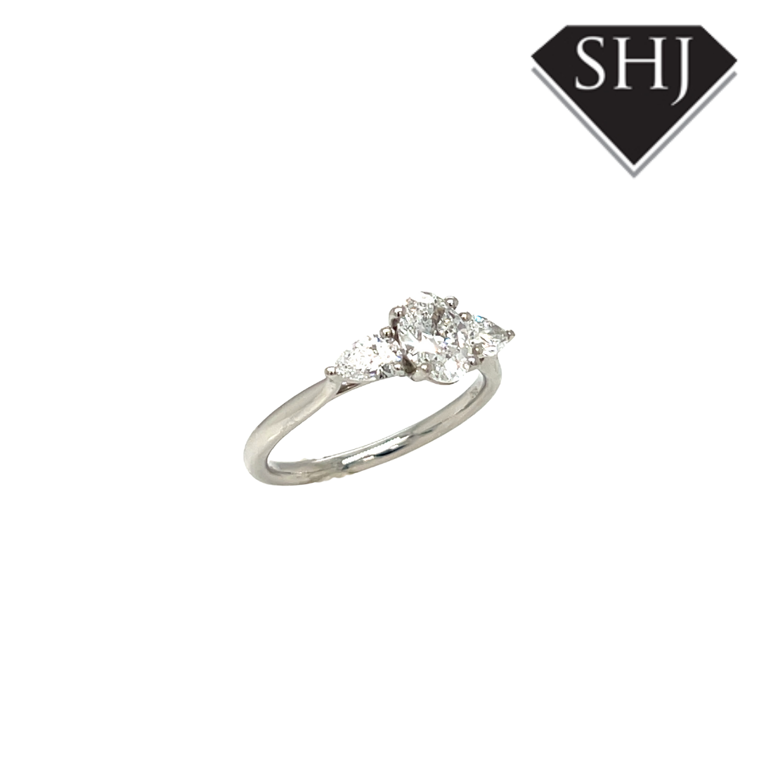 Platinum 3 Stone Oval 1.19ct Lab Grown Diamond Ring