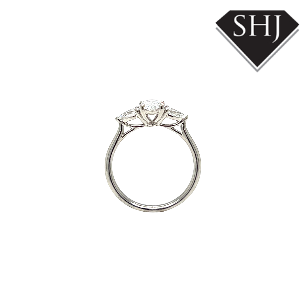 Platinum 3 Stone Oval 1.19ct Lab Grown Diamond Ring