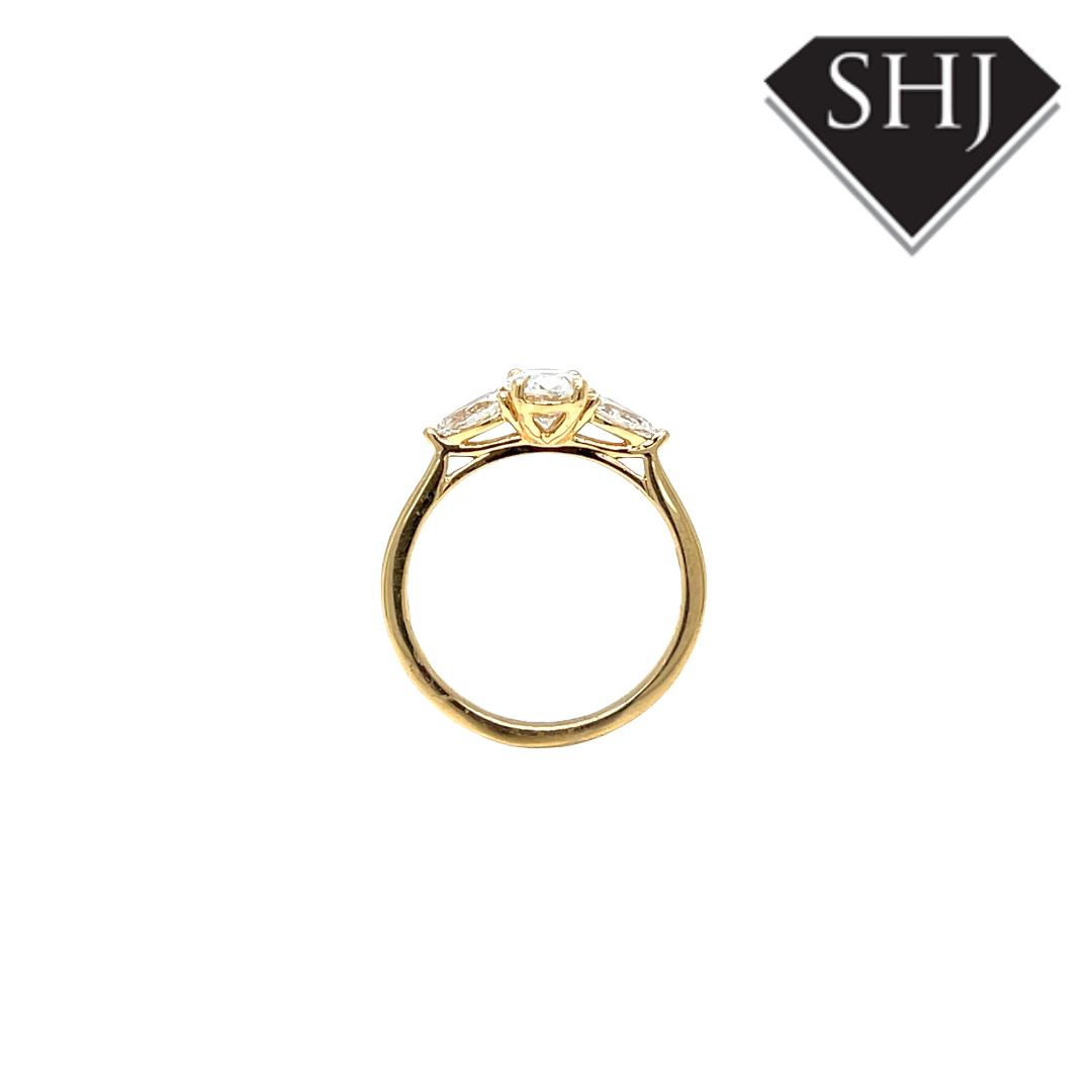 18ct Yellow Gold 3 Stone Oval 1.17ct Lab Grown Diamond Ring