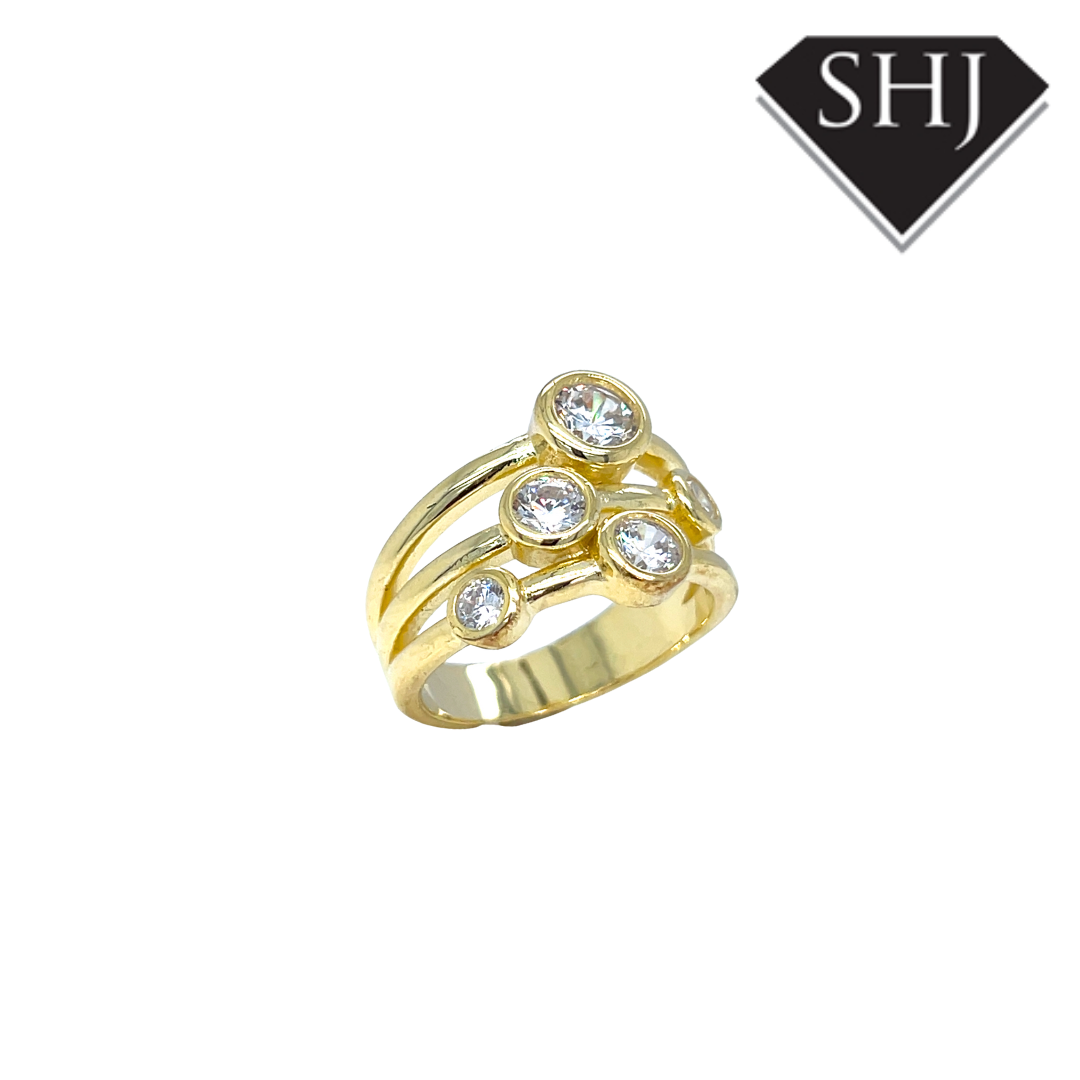Gold Plated Silver CZ Bubble Ring