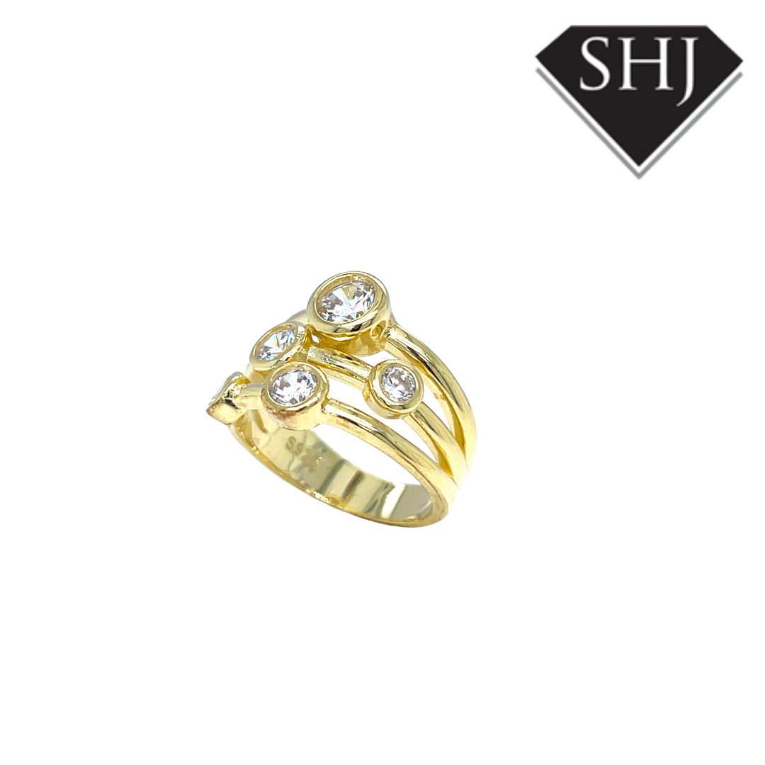 Gold Plated Silver CZ Bubble Ring