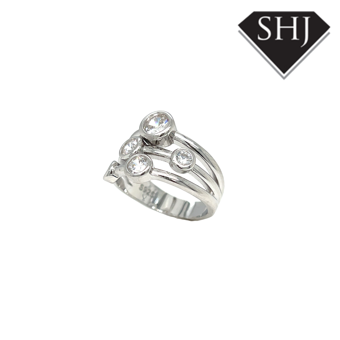 Silver CZ Bubble Ring
