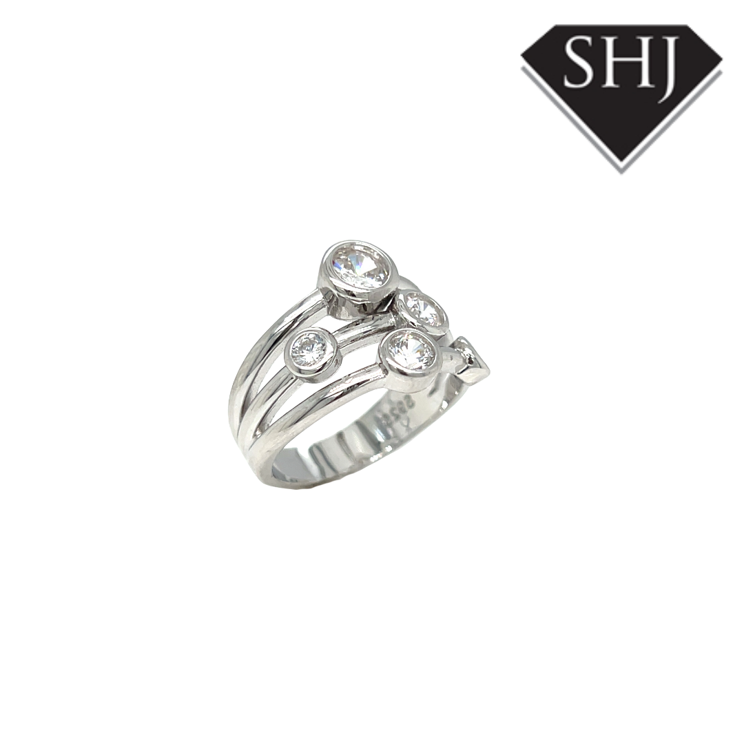 Silver CZ Bubble Ring