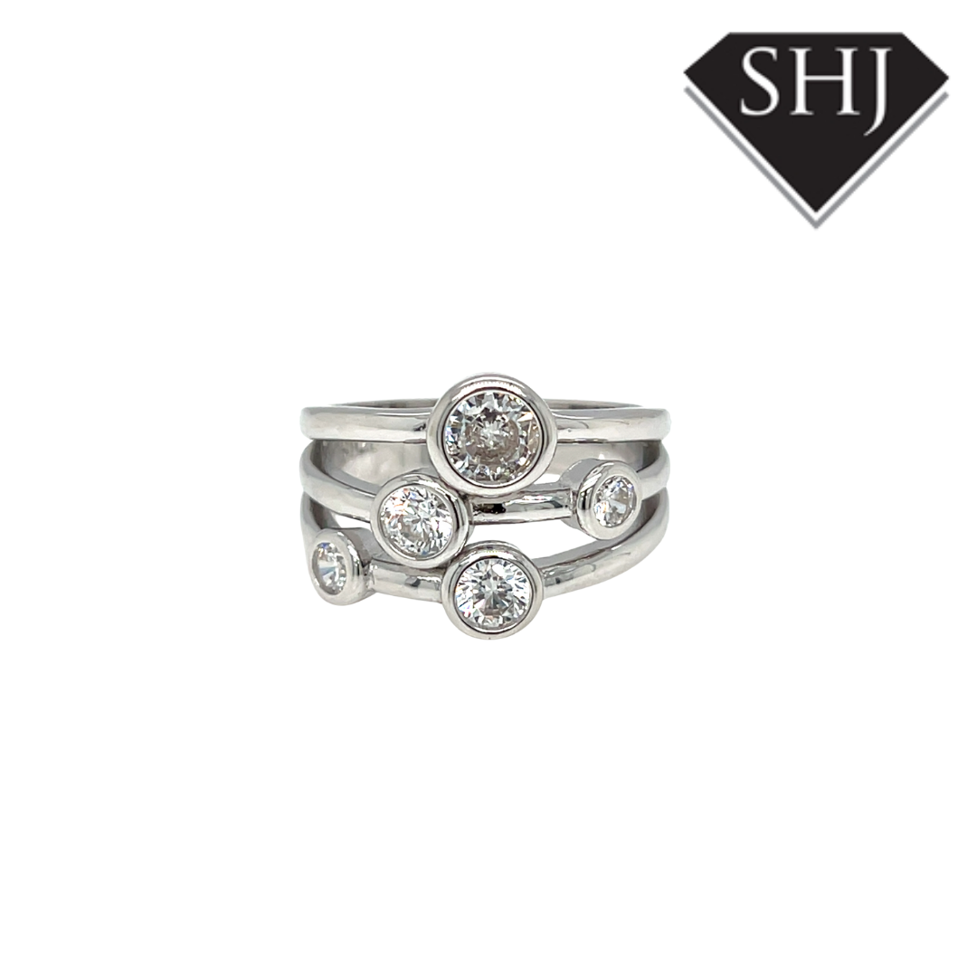 Silver CZ Bubble Ring