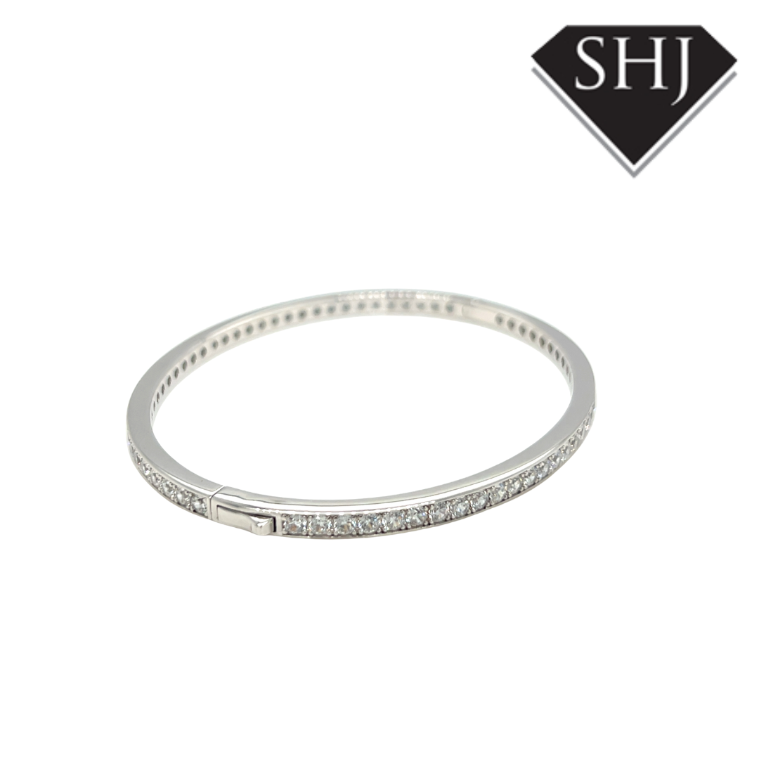 Silver CZ Channel Set Bangle