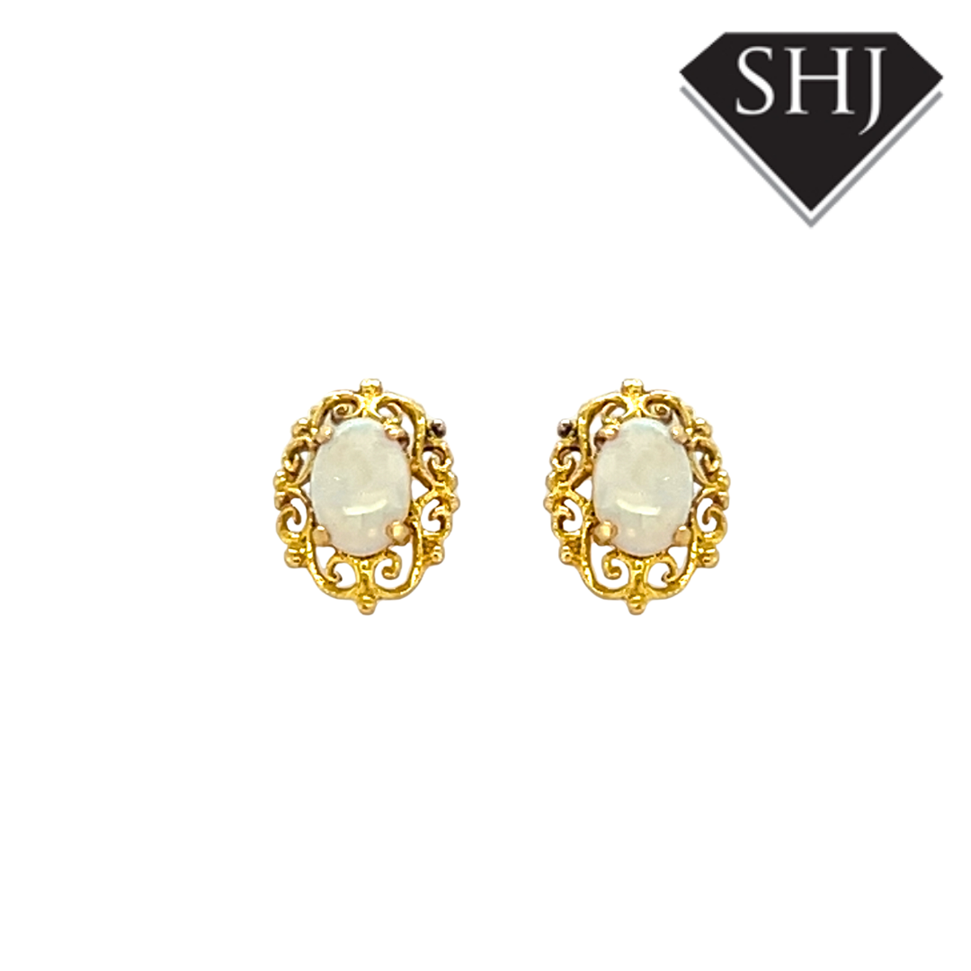 9ct Yellow Gold Opal Studs