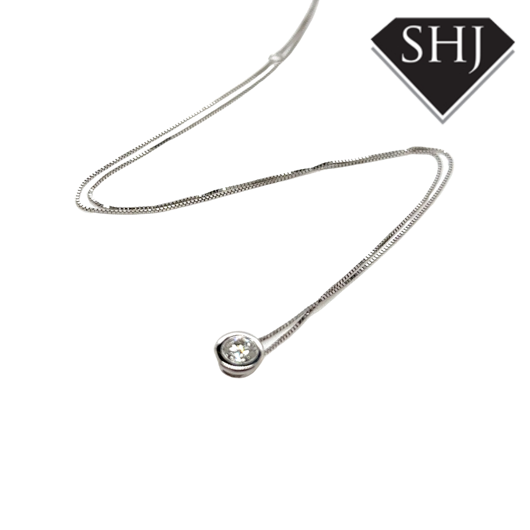 9ct White Gold Diamond Pendant