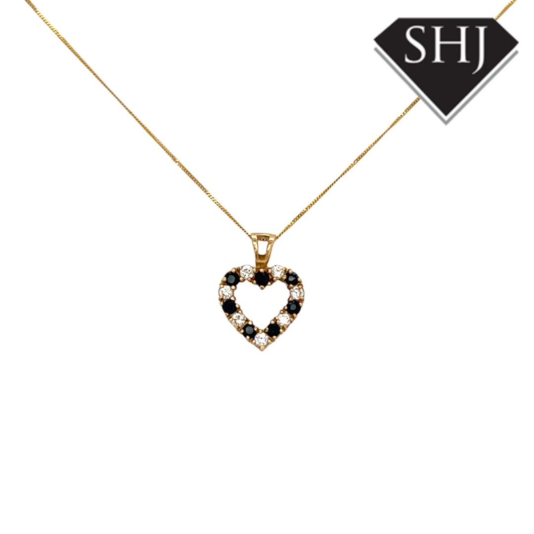 9ct Yellow Gold Sapphire & CZ Pendant